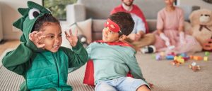 Young kids being creative with their dress-up and being social