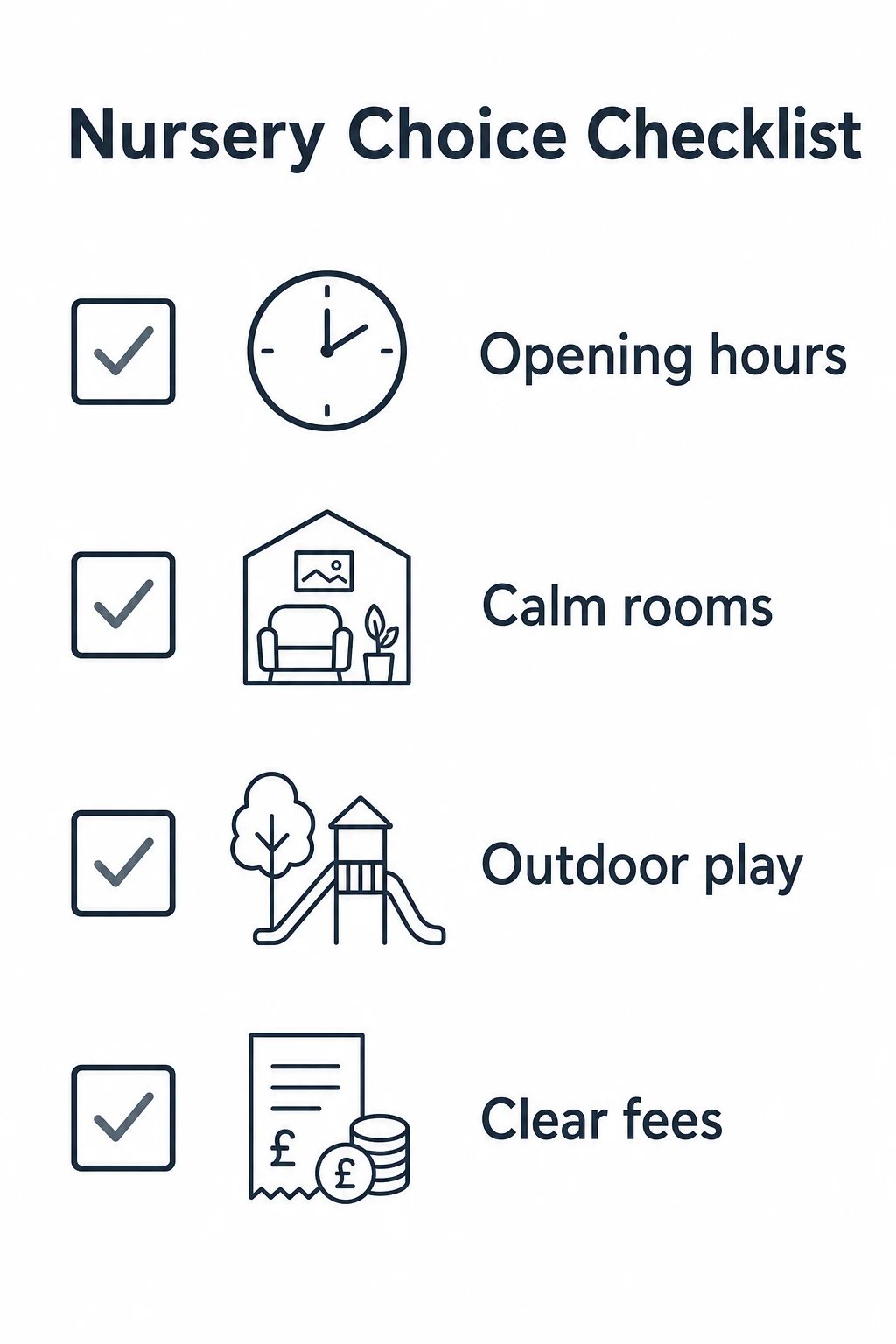 Checklist graphic for choosing an all day nursery.